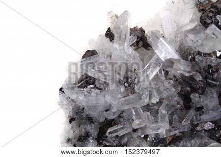 White Rock-crystal With Galenite Background
