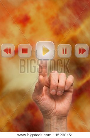 Finger drücken Sie Taste play