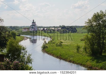 Kamenka river , city Suzdal. Golden Ring of Russia.