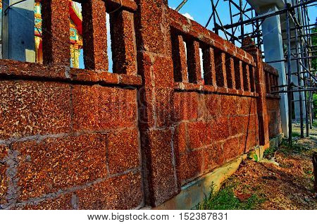 Walls built with bricks beautiful and durable.