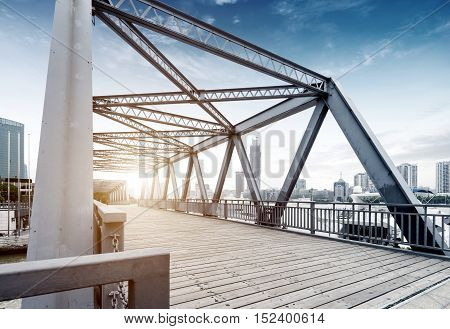 Located in Shanghai one hundred years ago the steel bridge.