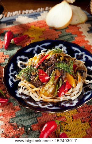 Uyghur-Style Noodles with Meat and Laghman Sauce
