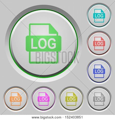 Set of color LOG file format sunk push buttons.
