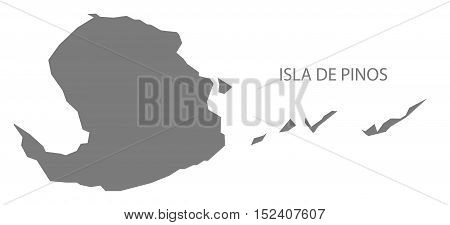 Isla de Pinos Cuba Map grey illustration high res