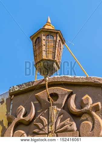 The ship lamp aft old sailing vessel