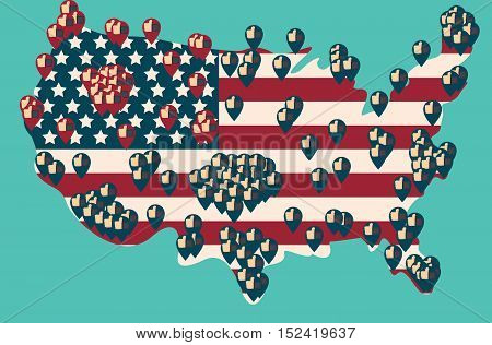 Presidential Election Day Vote. American Flag's Symbolic Elements - Red Stripes and White Stars.