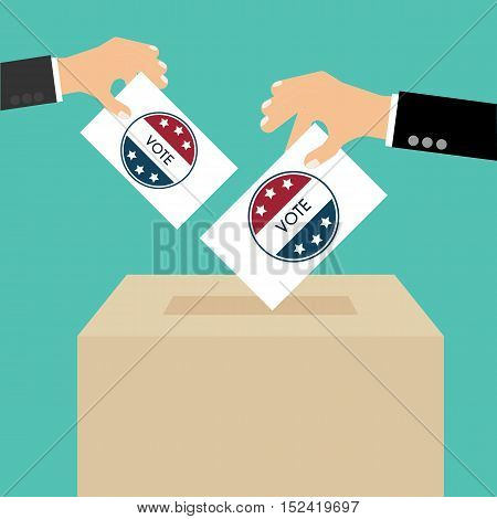 Presidential Election Day Vote Box. American Flag's Symbolic Elements - Red Stripes And White Stars.