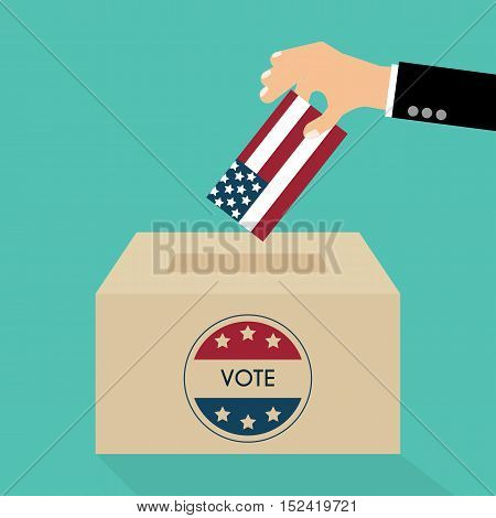 Presidential Election Day Vote Box. American Flag's Symbolic Elements - Red Stripes And White Stars.
