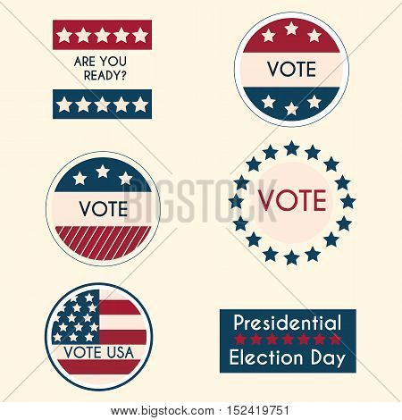 Set Of Vintage Retro Election Badges And Labels