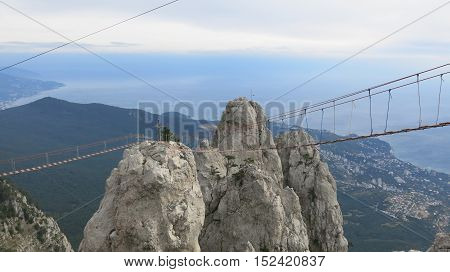 Rock against the sky and the sea, the mountain Ai-Petri, town of Yalta