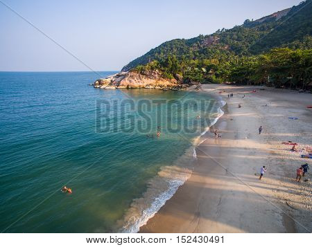 Aerial view of the beach with shallows Koh Phangan, Thailand