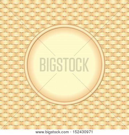 wicker background with round banner - vector illustration