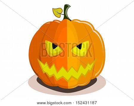 Pumpkin for Halloween with devil smile isolated on a white background
