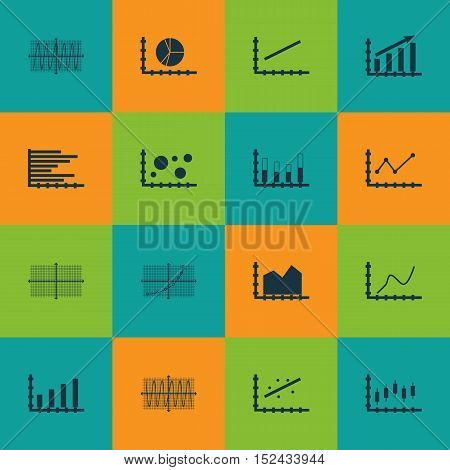 Set Of Graphs, Diagrams And Statistics Icons. Premium Quality Symbol Collection. Icons Can Be Used F