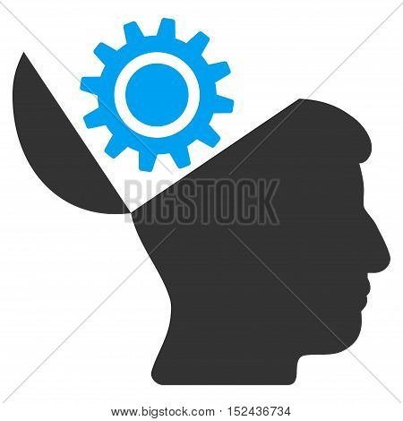 Open Head Gear vector pictogram. Style is flat graphic bicolor symbol, blue and gray colors, white background.