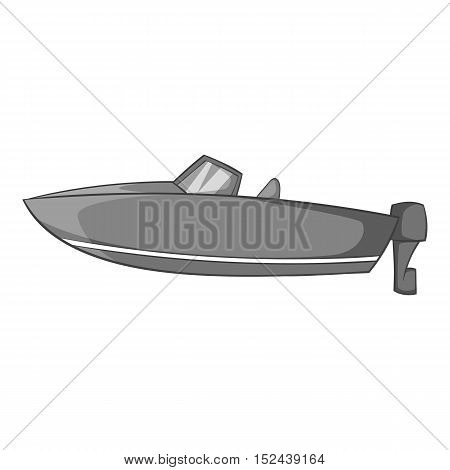Motor boat icon. Gray monochrome illustration of motor boat vector icon for web