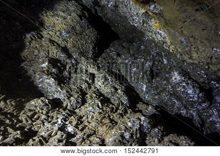 The crystals of calcite and barite in abandoned mine