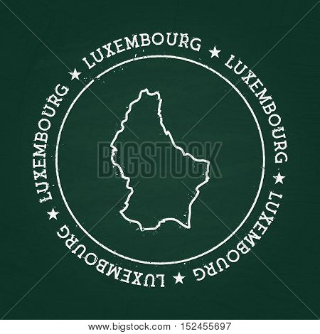 White Chalk Texture Rubber Seal With Grand Duchy Of Luxembourg Map On A Green Blackboard. Grunge Rub