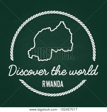 White Chalk Texture Hipster Insignia With Republic Of Rwanda Map On A Green Blackboard. Grunge Rubbe