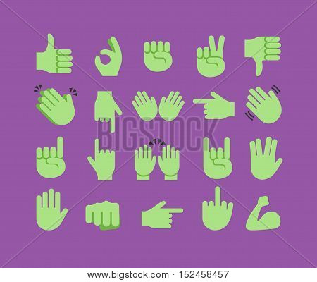 Abstract flat style halloween hands emoji collection
