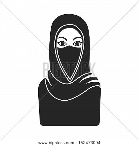 Niqab icon in black style isolated on white background. Religion symbol vector illustration.