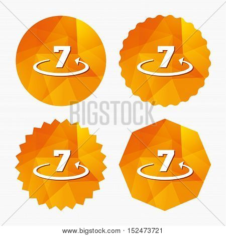 Return of goods within 7 days sign icon. Warranty exchange symbol. Triangular low poly buttons with flat icon. Vector