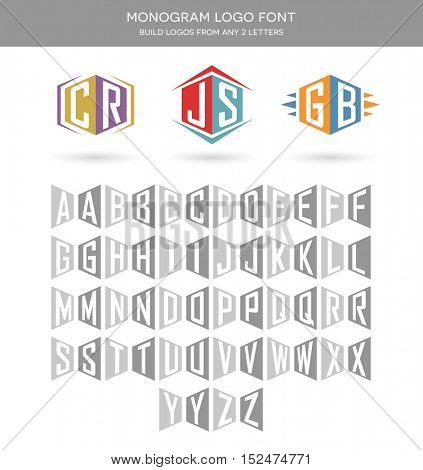 initials logo font for building 2 letter logos. monogram letter set.