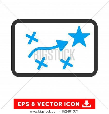 Route Plan EPS vector pictograph. Illustration style is flat iconic bicolor blue and gray symbol on white background.