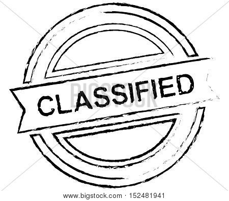 red grunge stamp classified with red text over isolated white background