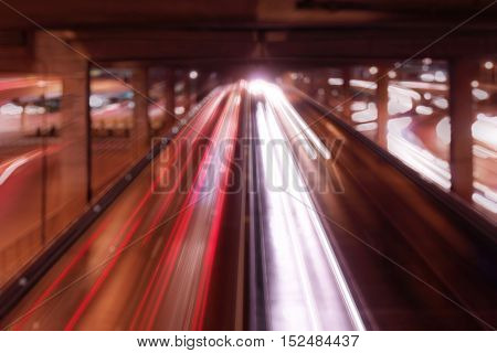 Blurred background of city traffic in Bangkok, Thailand