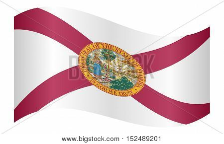 Floridian official flag symbol. American patriotic element. USA banner. United States of America background. Flag of the US state of Florida waving on white background vector