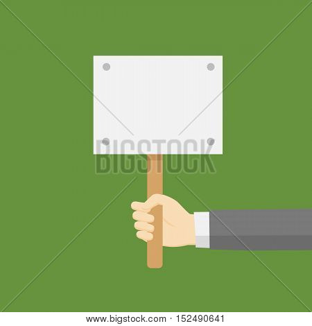 Flat Style Design of Hand Holding A Blank Placard