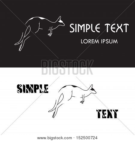 Kangaroo logo. Silhouette vector symbol of kangaroo for design company's logo, tattoo, visit card, etc. Monochrome sign of animal.