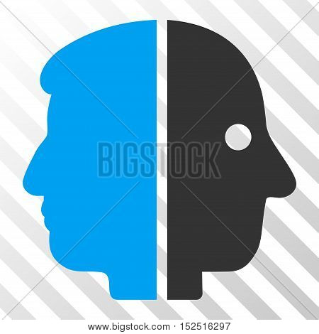 Blue And Gray Dual Face interface toolbar icon. Vector pictograph style is a flat bicolor symbol on diagonal hatch transparent background.