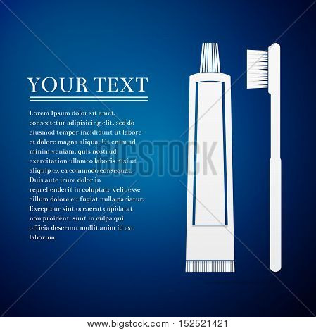 Toothbrush and toothpaste flat icon on blue background. Adobe illustrator