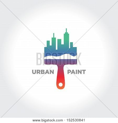Urban City Painting. Creative Brush illustration. Vector Symbol