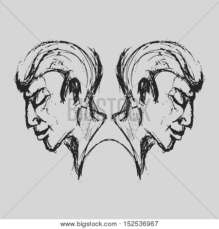 Gemini Astrological zodiac symbol. Horoscope sign background. Sketch style. Vector Illustration.
