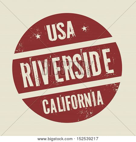 Grunge vintage round stamp with text Riverside California vector illustration