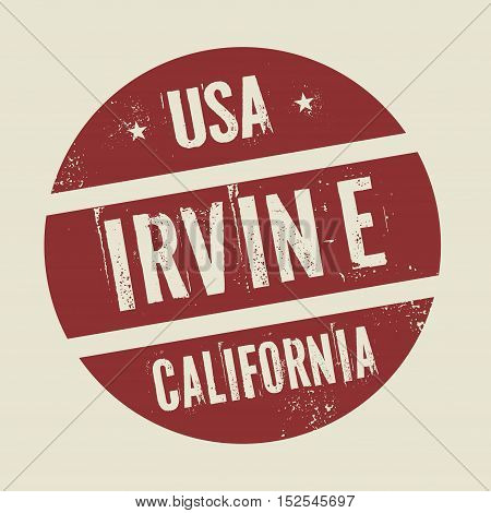 Grunge vintage round stamp with text Irvine California vector illustration