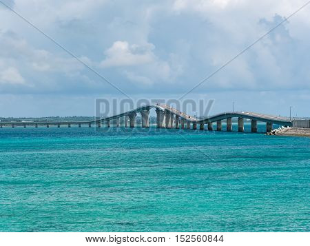 Irabu Bridge in Miyako Island of Okinawa, Japan.