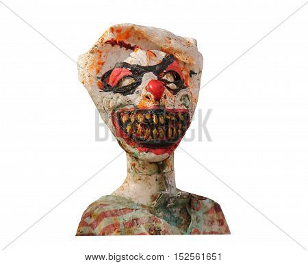 The Scary Face of a Frightening Crazy Clown Mannequin.
