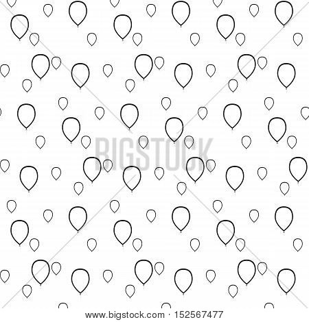 Vector illustration seamless pattern black balloons contours. On a white background