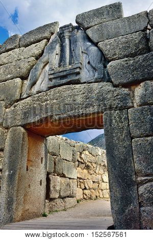 The Lion Gate In Ancient Mycenae, Greece