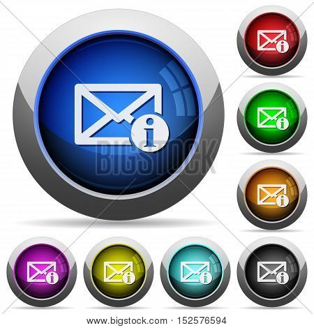 Set of round glossy mail information buttons. Arranged layer structure.