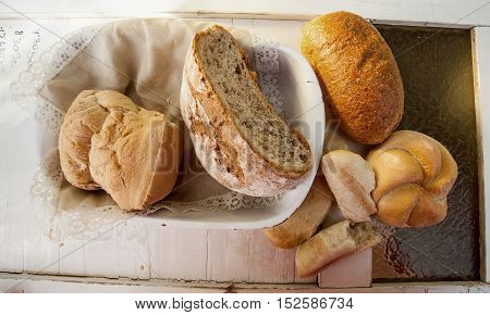 A Selection Of Various Types Of Italian Bread.