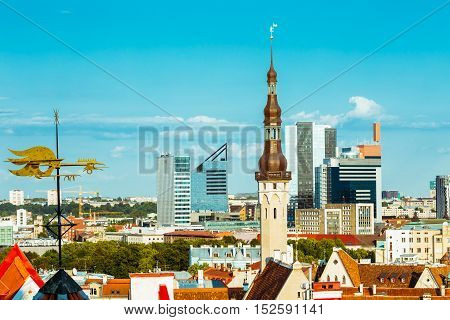 Scenic View Cityscape Old City Town Tallinn In Estonia