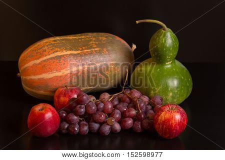 fruits on a dark background, studio picture