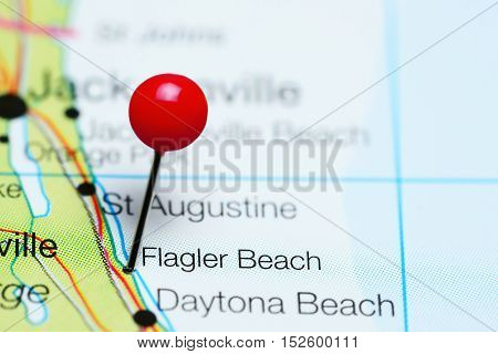Flagler Beach pinned on a map of Florida, USA