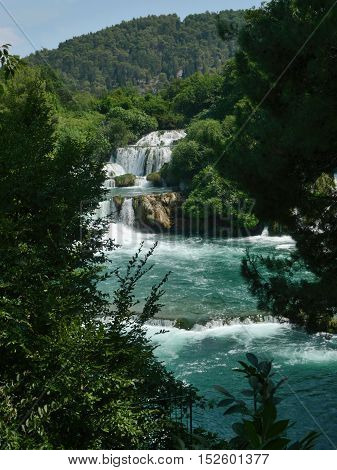 Location: Plitvice Lakes. Crystal clear turquoise water