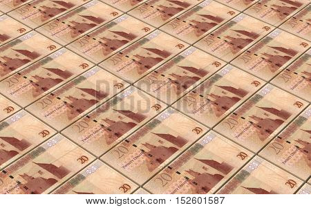 Libyan dinar bills stacked background. 3D illustration.